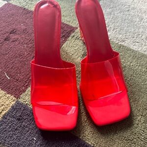 Heart Shaped High Heel Shoes For Women Red Size 10.5